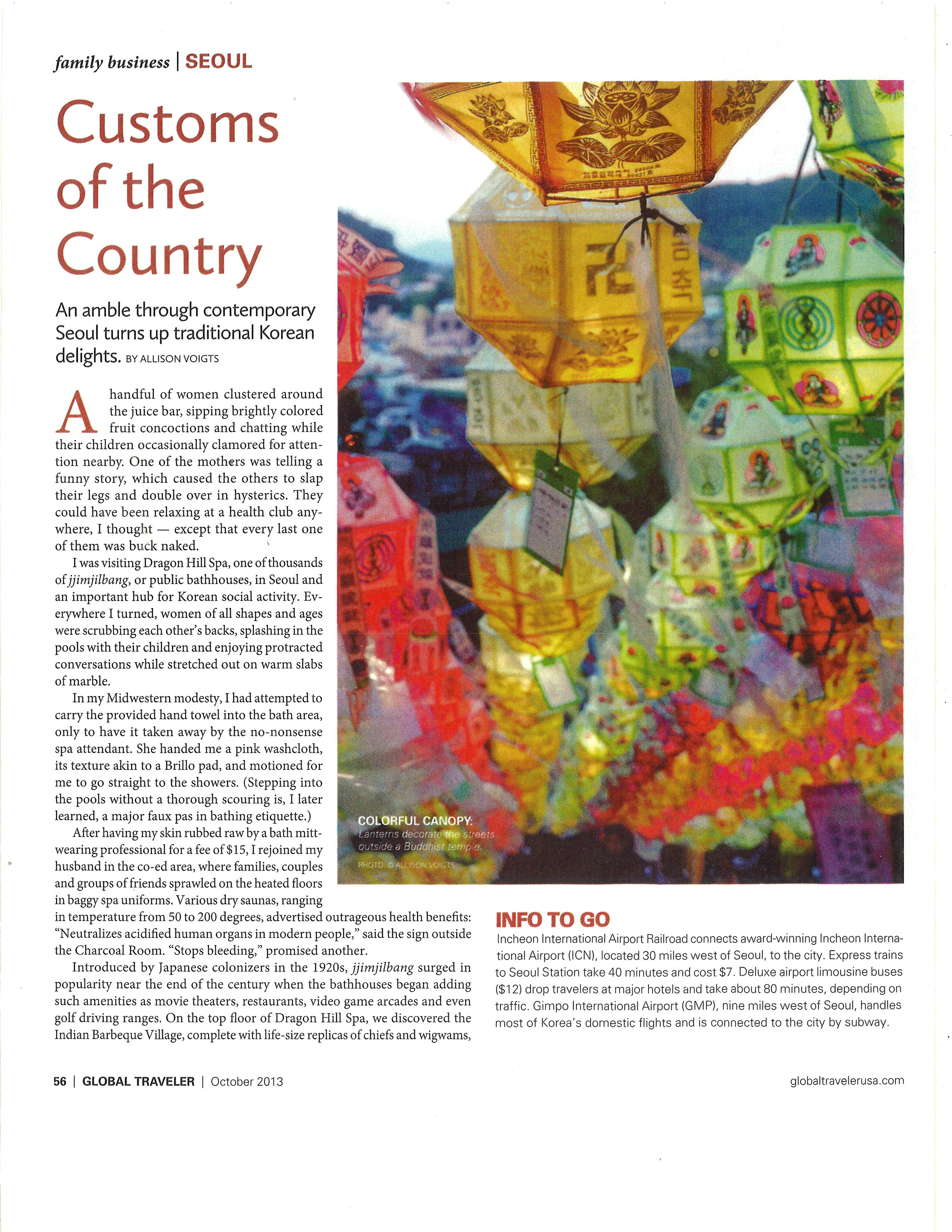  "Customs of the Country,"&nbsp; Global Traveler Magazine  