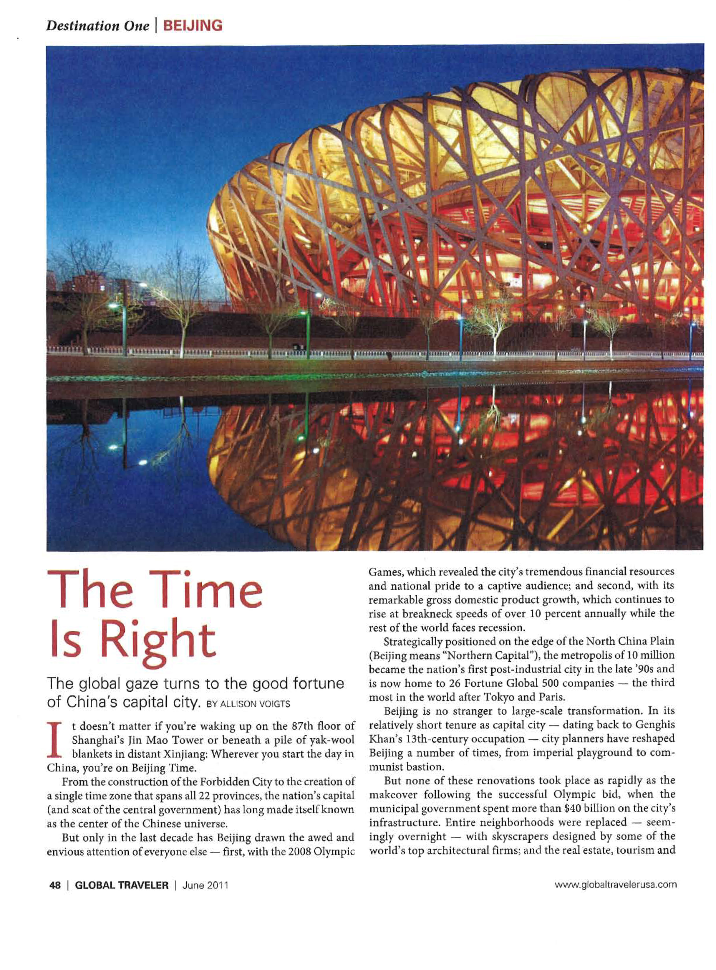  "The Time Is Right,"&nbsp; Global Traveler Magazine  