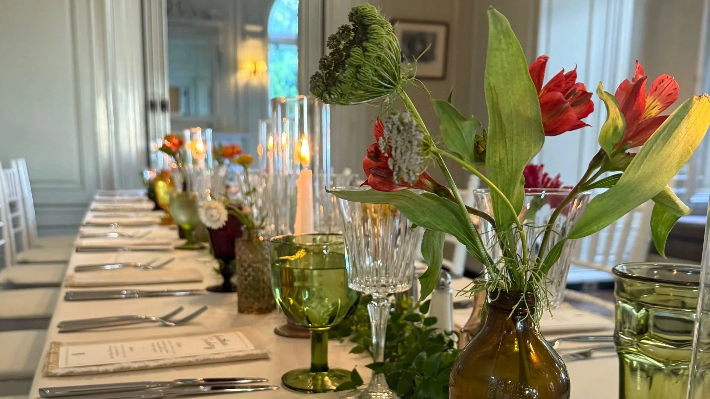 Beautiful Fall Tablescape at Liz & Joe's Eolia Mansion Wedding, Waterford CT
