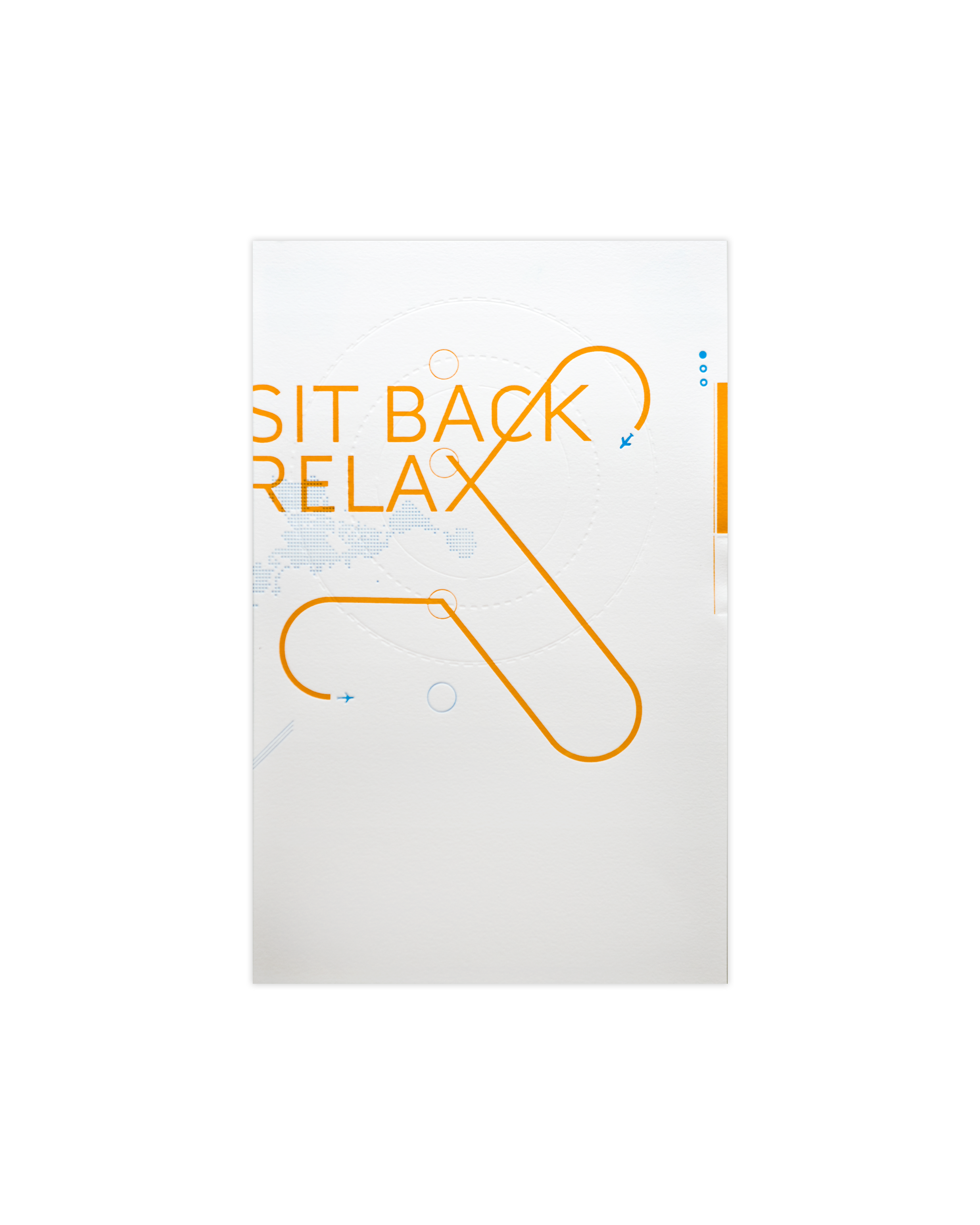 Sit Back two-color letterpress typography print on cotton paper, unframed, orange