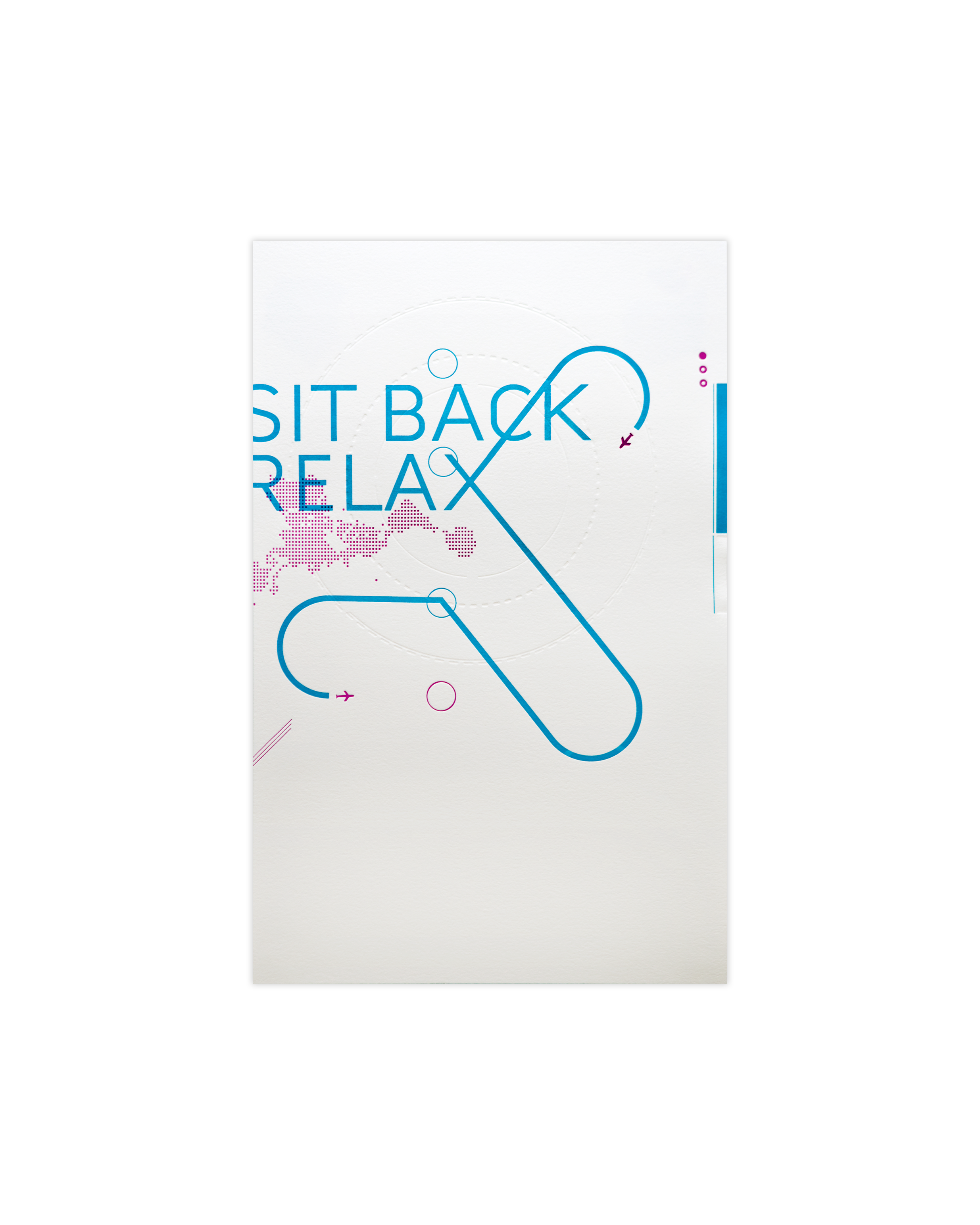 Sit Back two-color letterpress typography print on cotton paper, unframed, blue