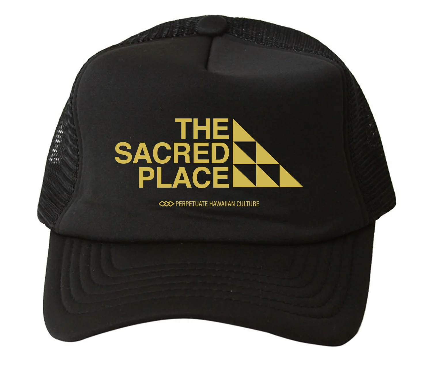 The sacred Place Trucker Hat Gold.jpg