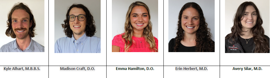 PGY-4 residents, grid of five doctor headshots