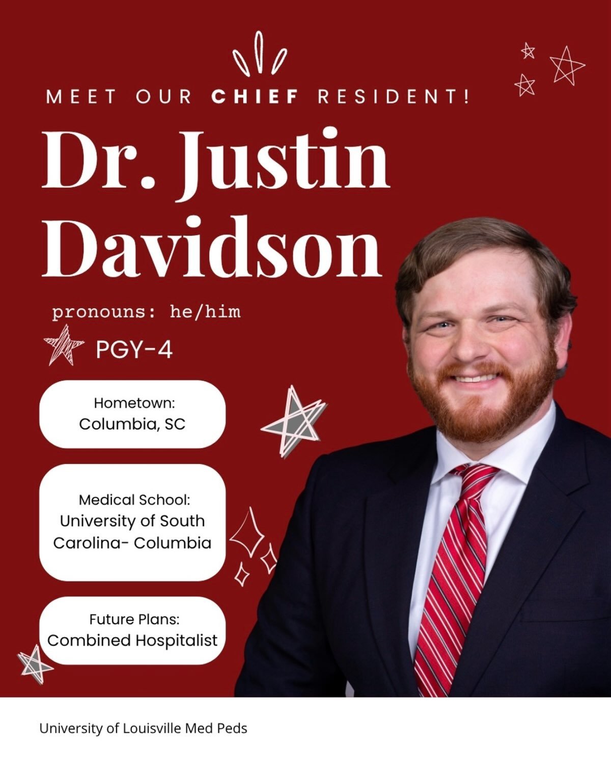 ✨Meet our residents! ✨

Starting off with our chief resident, Dr. Davidson! In addition to his fabulous teaching and new &ldquo;dad&rdquo; status, Dr. Davidson has been ramping up medical education within our medpeds program to help keep up with curr