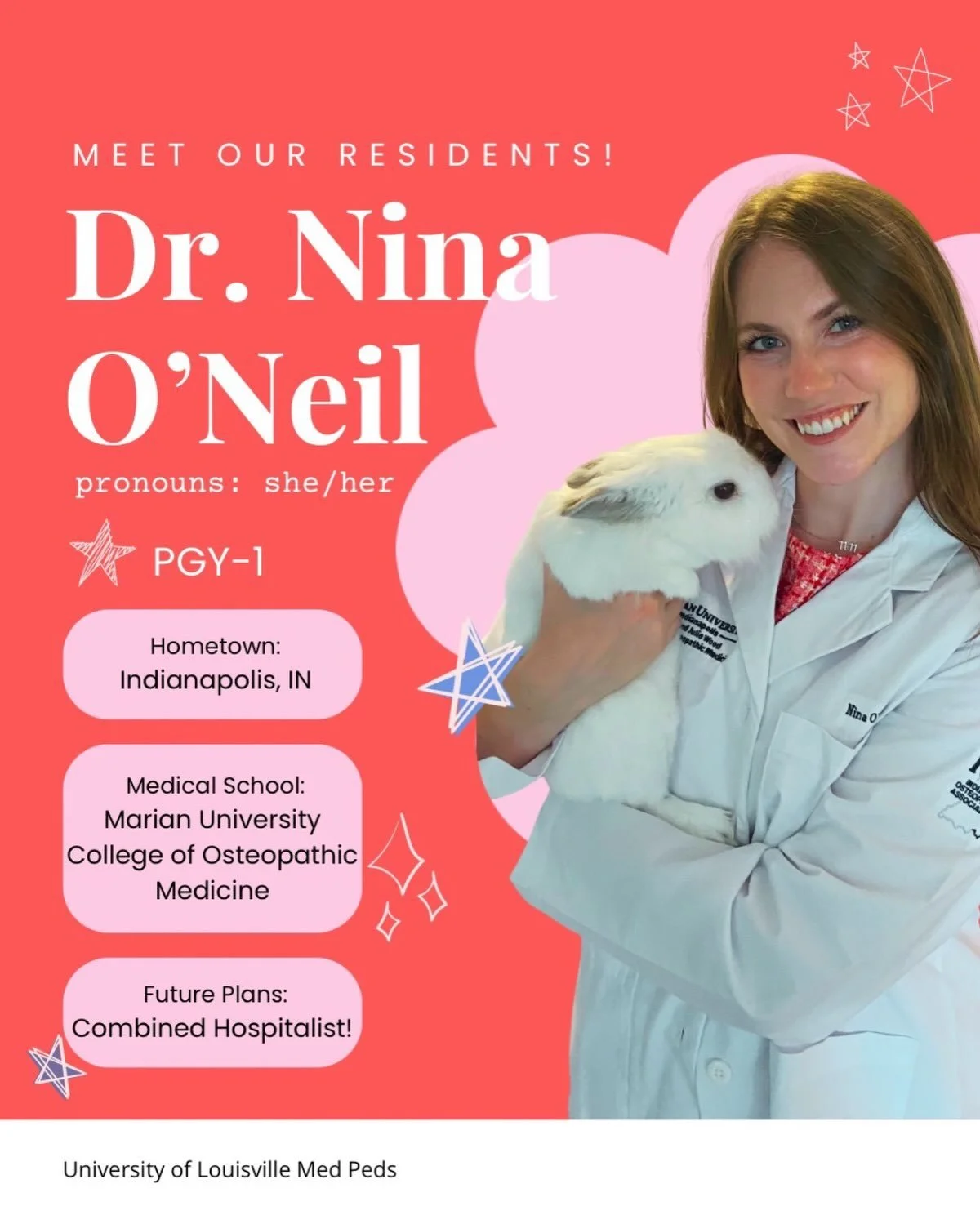 ✨Resident highlight✨

Meet Nina, one of our interns!! She hails from Indianapolis, and has been having fun exploring the Louisville area. She loves all the food, friends, and fun things to do! She brings amazing energy to the program, and her adorabl