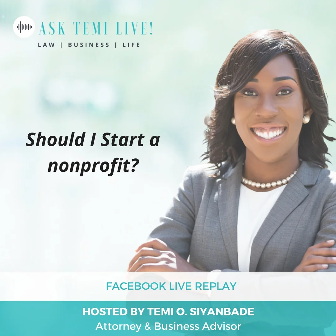 ASK TEMI LIVE! Should I Start a Nonprofit?