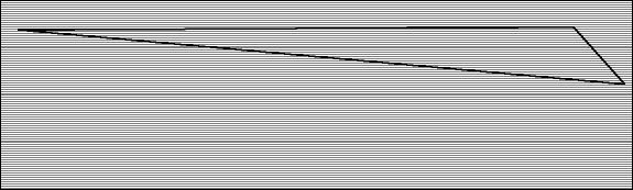 Oben: ein einzelner Zwickel auf einem Stück Segeltuch aufgezeichnet. Die schwarzen Linien zeigen die starken Kettfäden im Laminat, die über die gesamte Länge des Materials verlaufen.