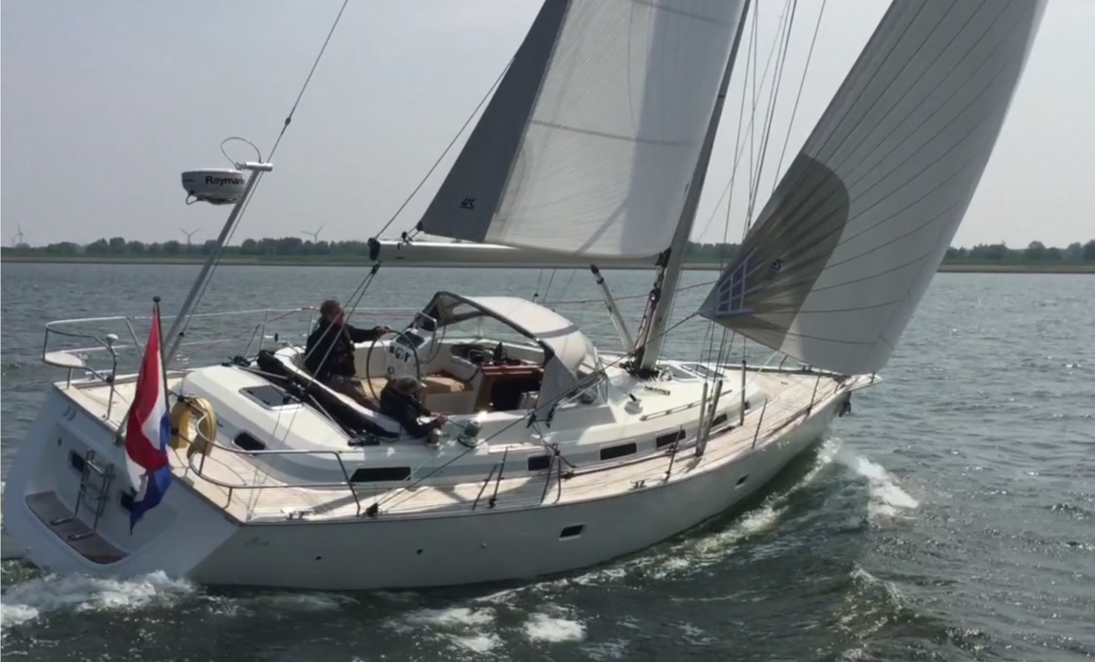 Click here for a video showing the C-Yacht 1250i sailing close to the wind with her cruising Code Zero