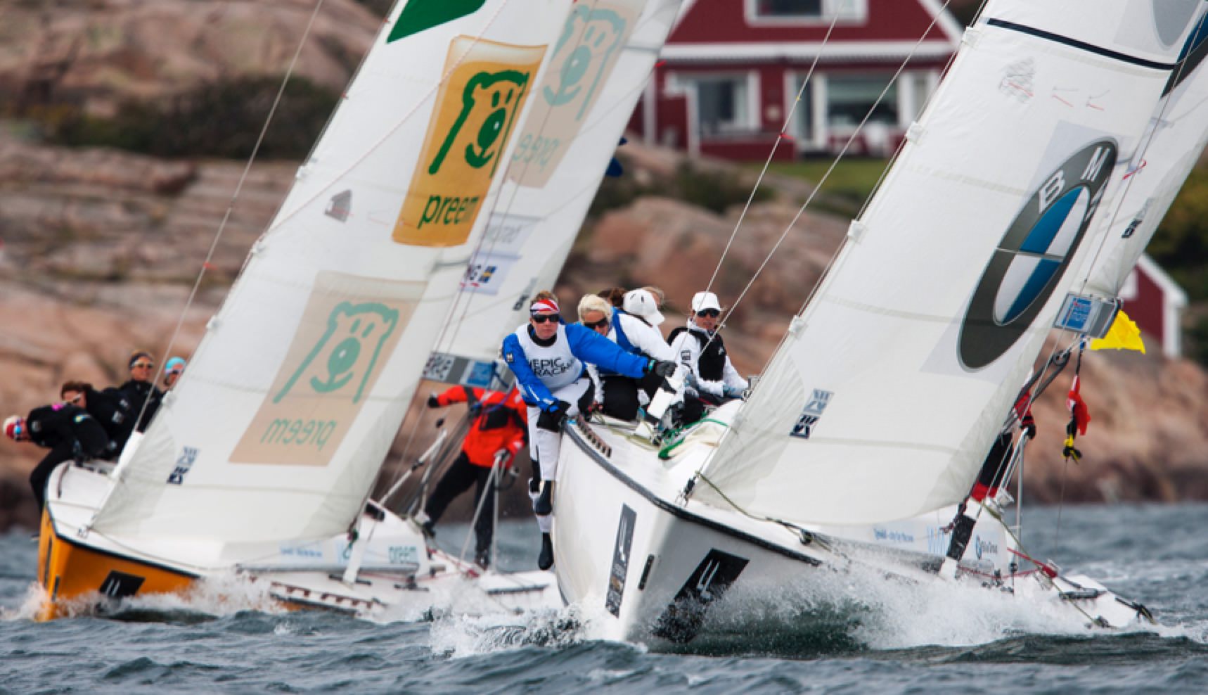 Stephanie Roble (white boat) leading Anna Östling in race two of the finals. Photo: Dan Ljungsvik LWM