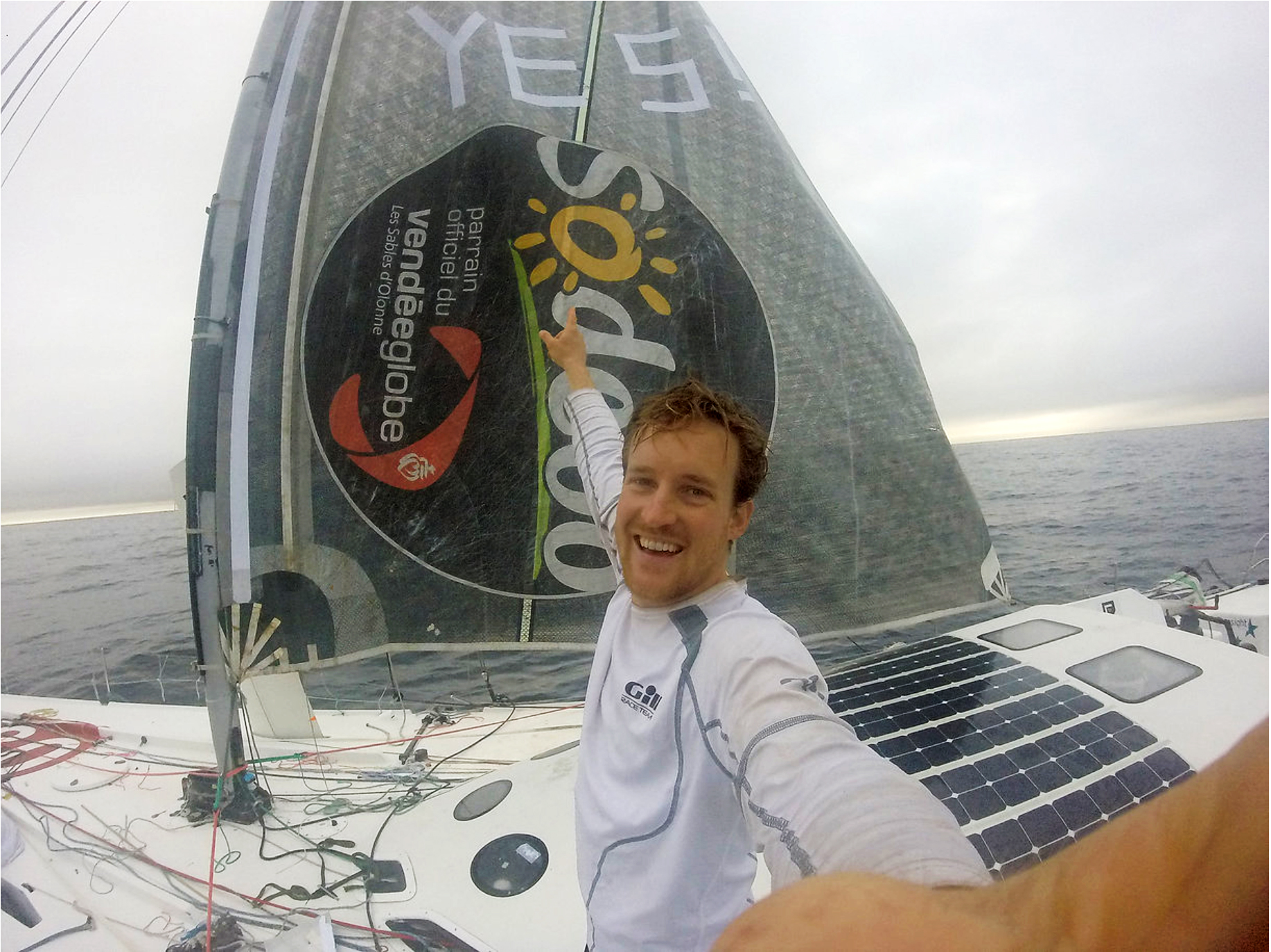 Conrad Colmam's jury rig is up and moving his boat toward the finish of the Vendee Globe.