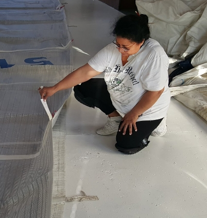 Maria Moran - with over 25 years repairing and servicing sails. 310.822.1203