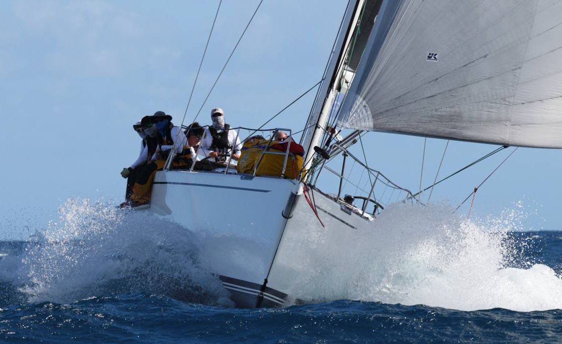 Andrew Berdon pushing his Marten 49 SUMMER STORM through the Caribbean’s azure waters to second place in IRC 1 in the 2019 RORC Caribbean 600.