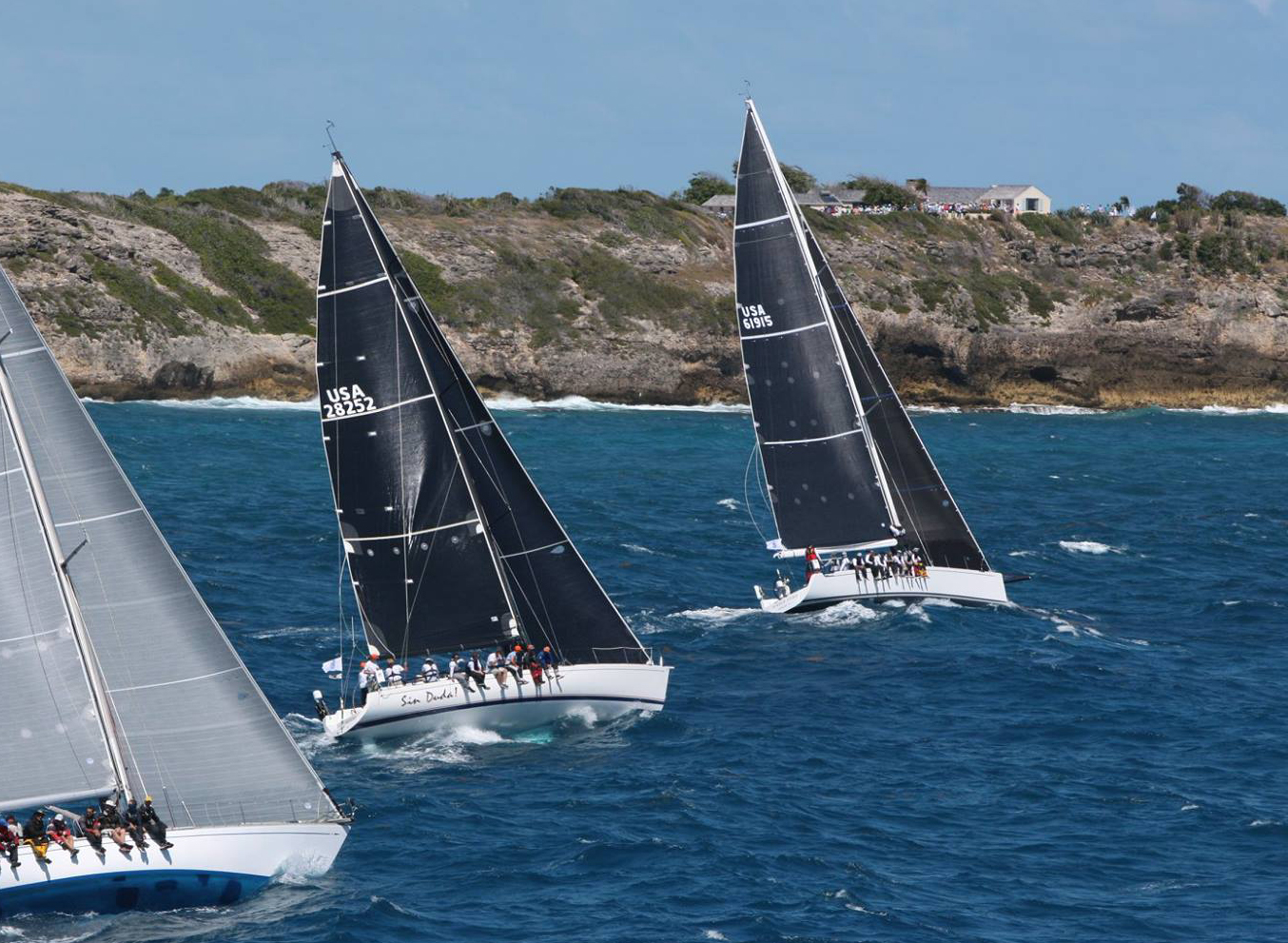 The Marten 49 SUMMER STORM just head of the Santa Cruz 52 SIN DUDA! just after the start of the 2019 Caribbean 600.
