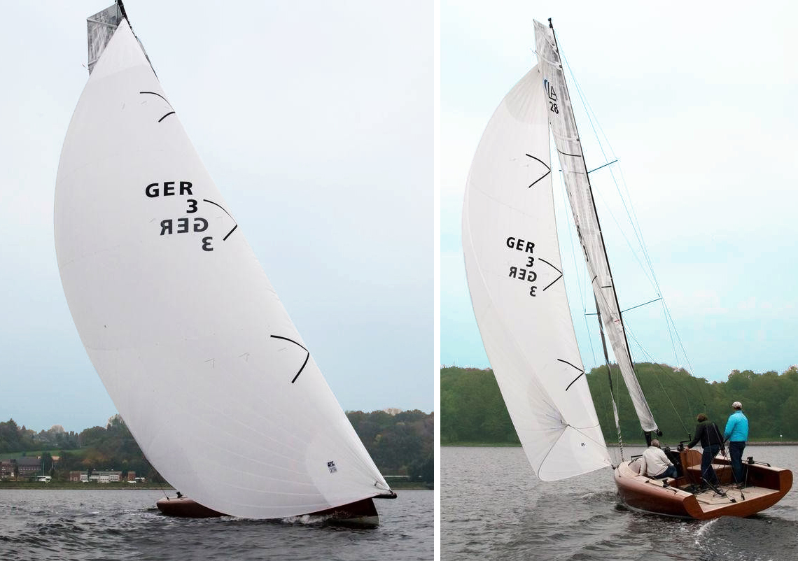 The EasyFurl Code D’s straight luff is the reason the sail can be rolled easily. Here the Code D is shown on a Berckemeyer LA28. On this boat,the furler is electric and remotely controlled making the Code D “push-button” easy.