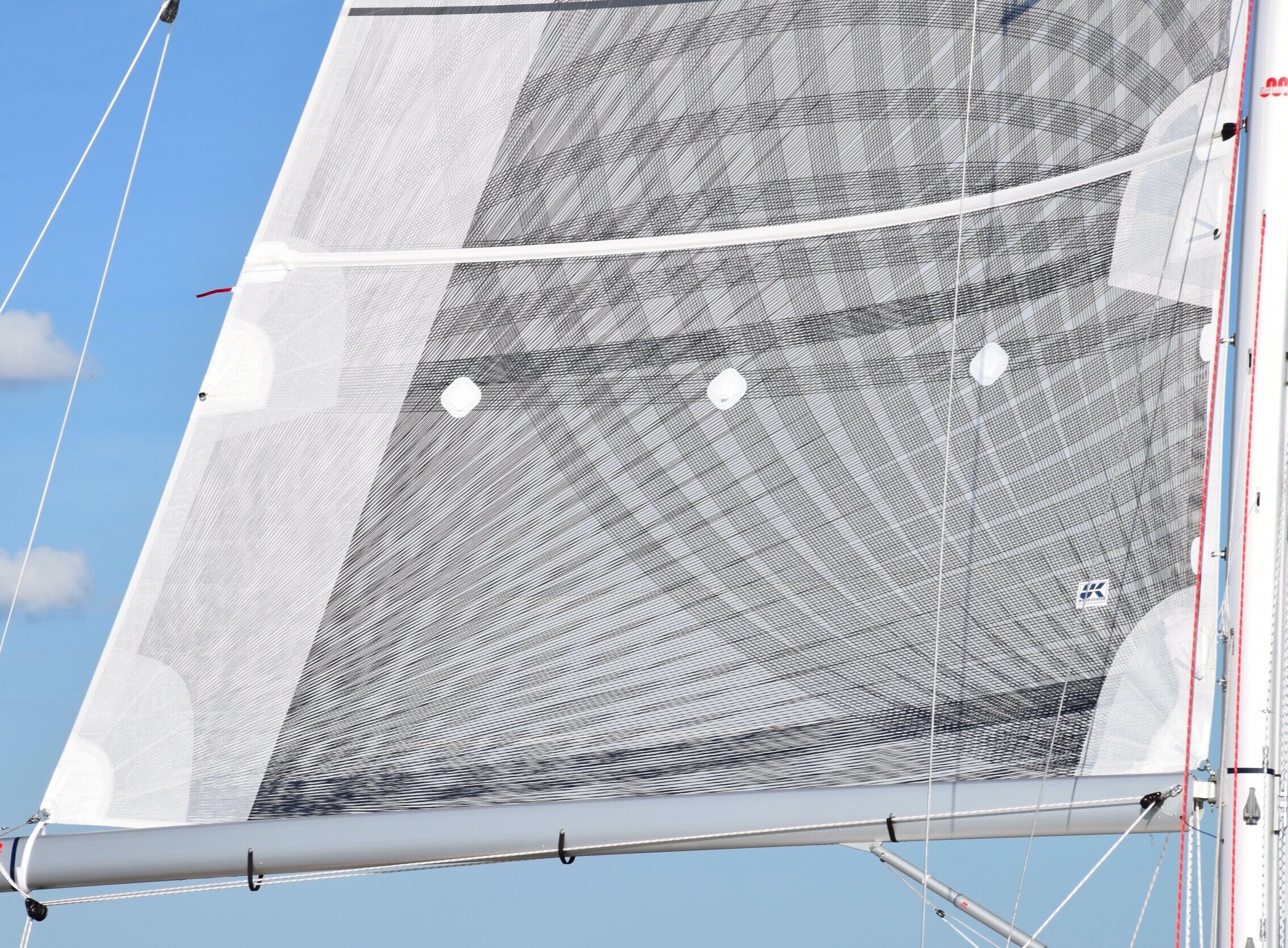 Click to enlarge to see how dense the carbon fibers are on this Italia 12.98 X-Drive mainsail.