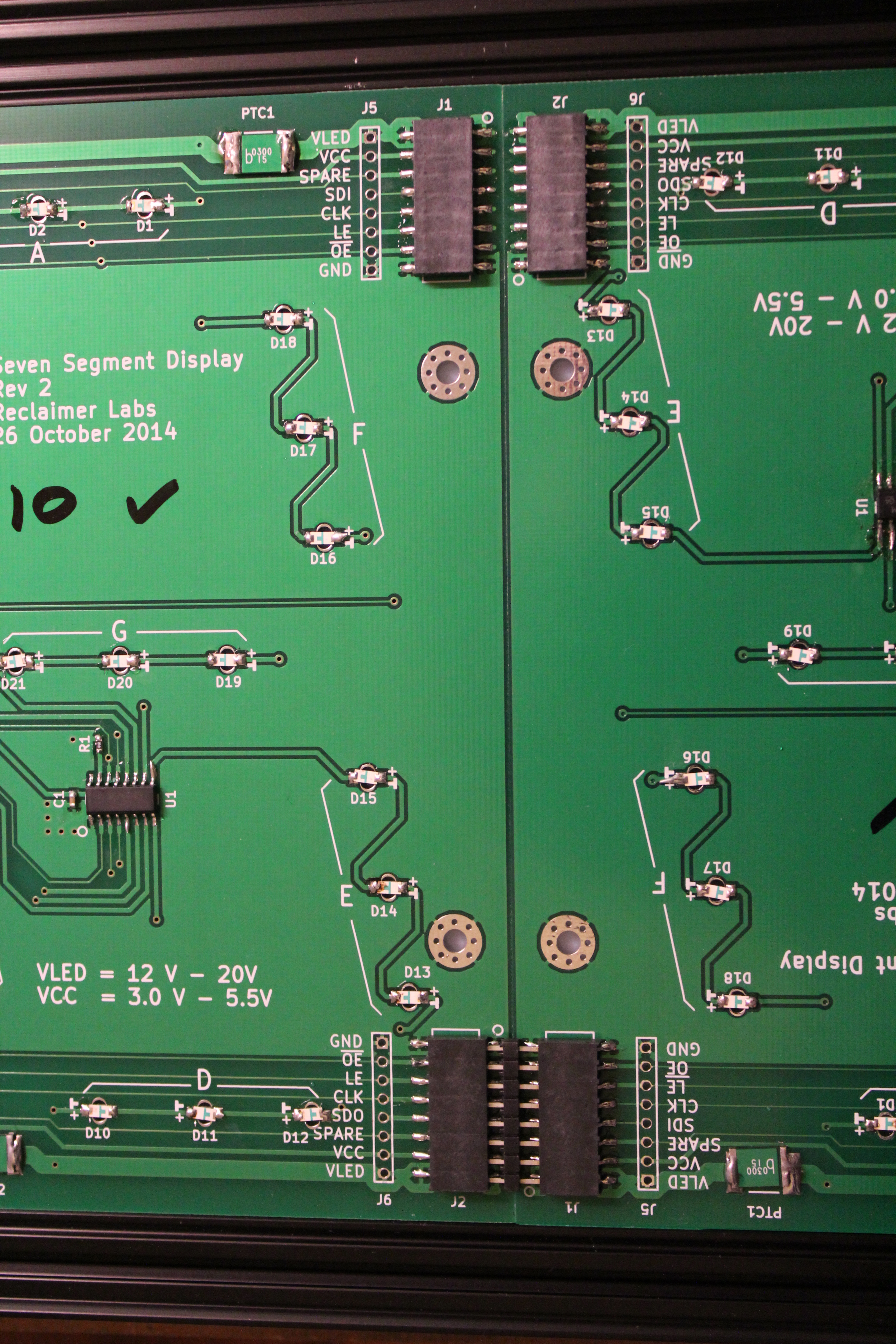 Interconnect on the prototype clock. Note that only one connection is made.