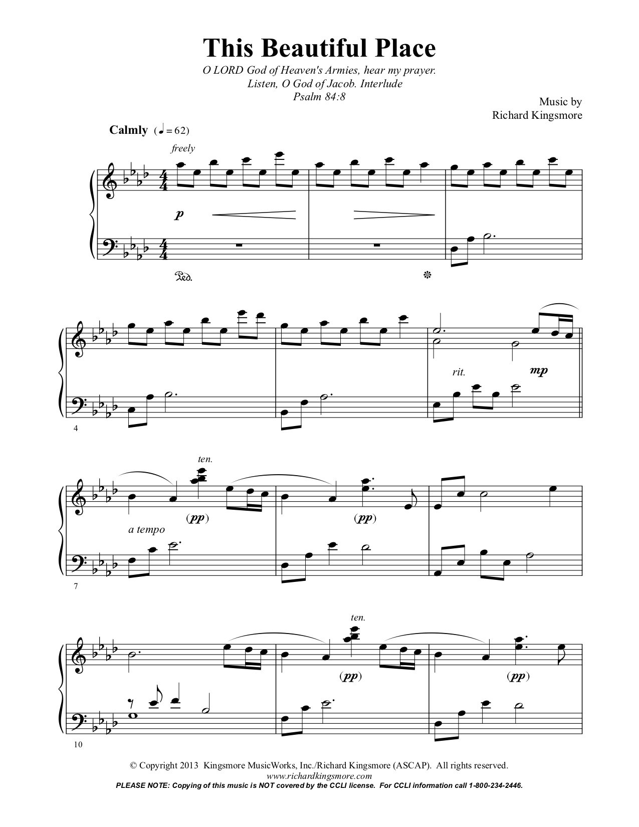 This Beautiful Place Solo Piano Music by Richard Kingsmore