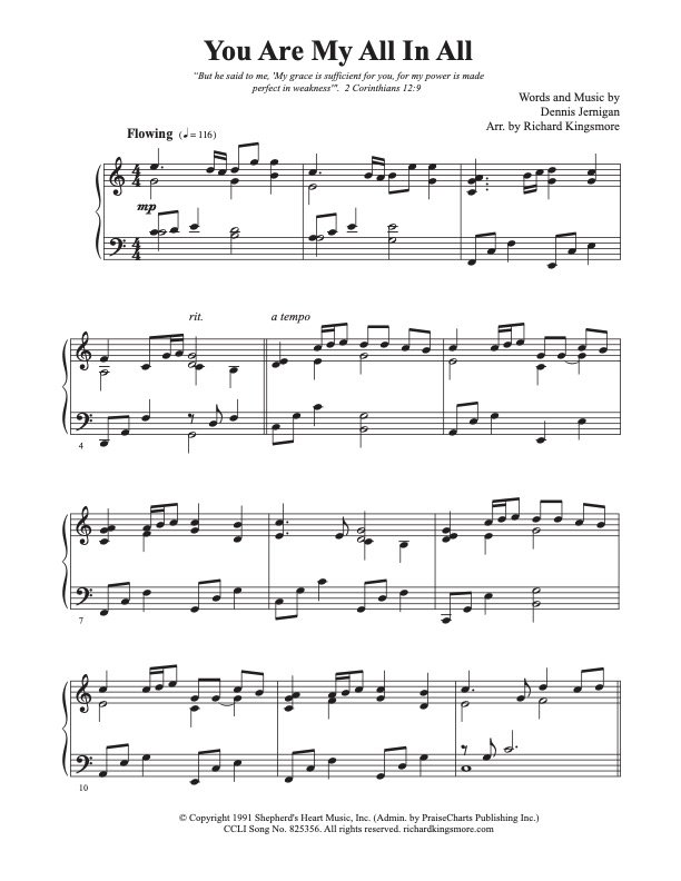 You Are My All In All Solo Piano Sheet Music by Richard Kingsmore