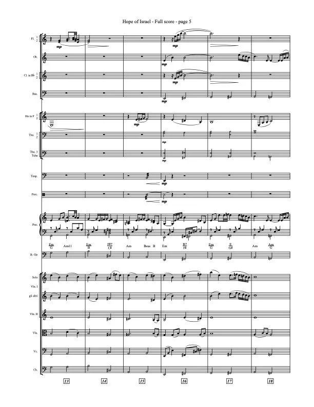 Page 5 preview of Hope of Israel Orchestra Music conductor's score by Richard Kingsmore.
