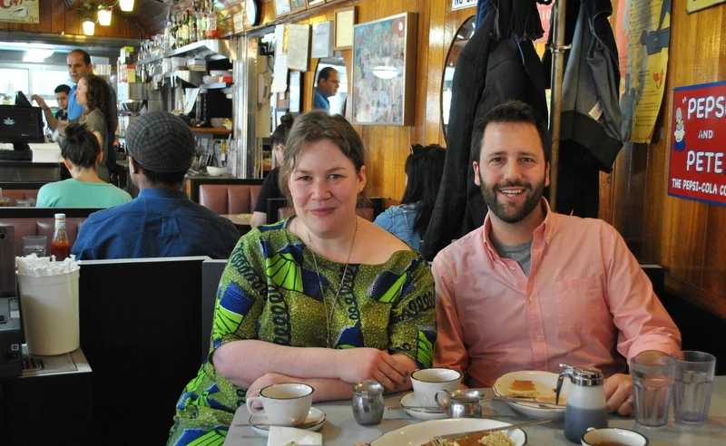 Me and Dan in the Square Diner, post-porklift.