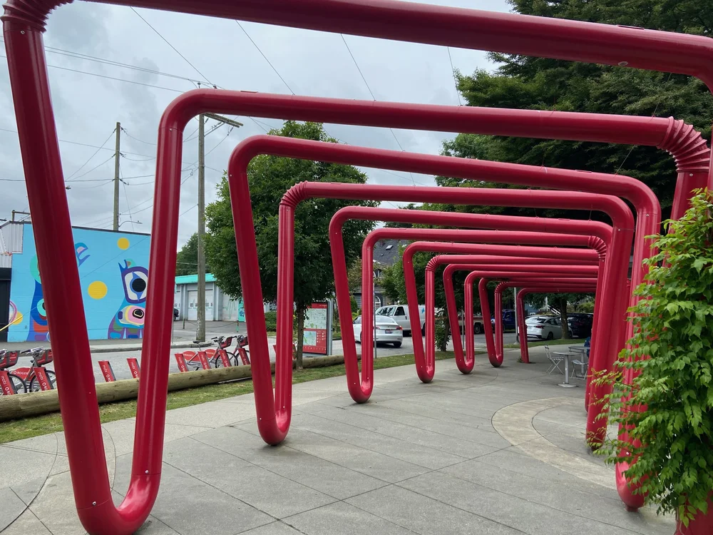   Sun Hop Park:  the installation of giant red bendy straws, like a tunnel made of giant red bendy straws. 