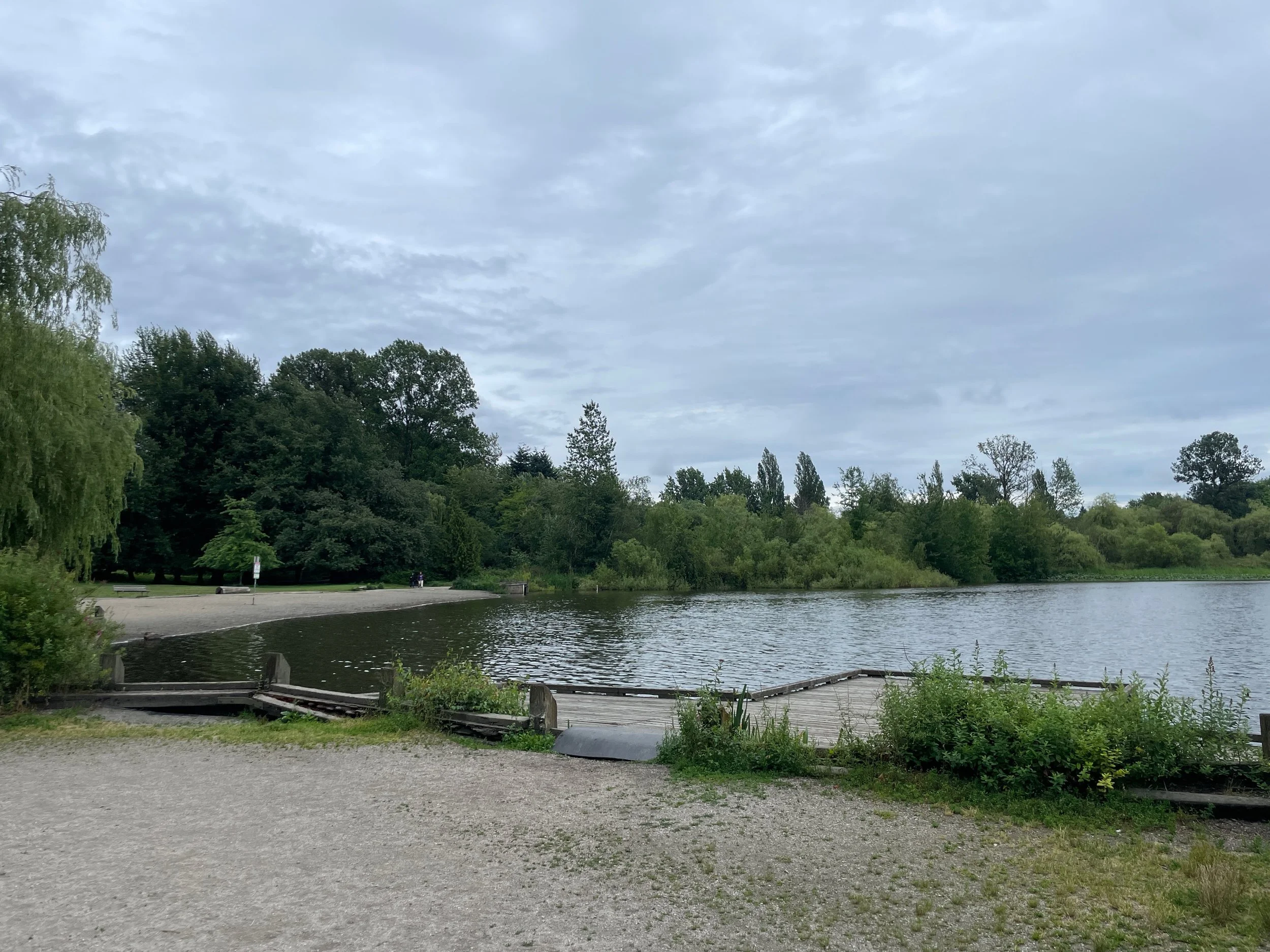   John Hendry Park:  Trout Lake, surrounded by trees. There’s a beach, but don’t go swimming! 