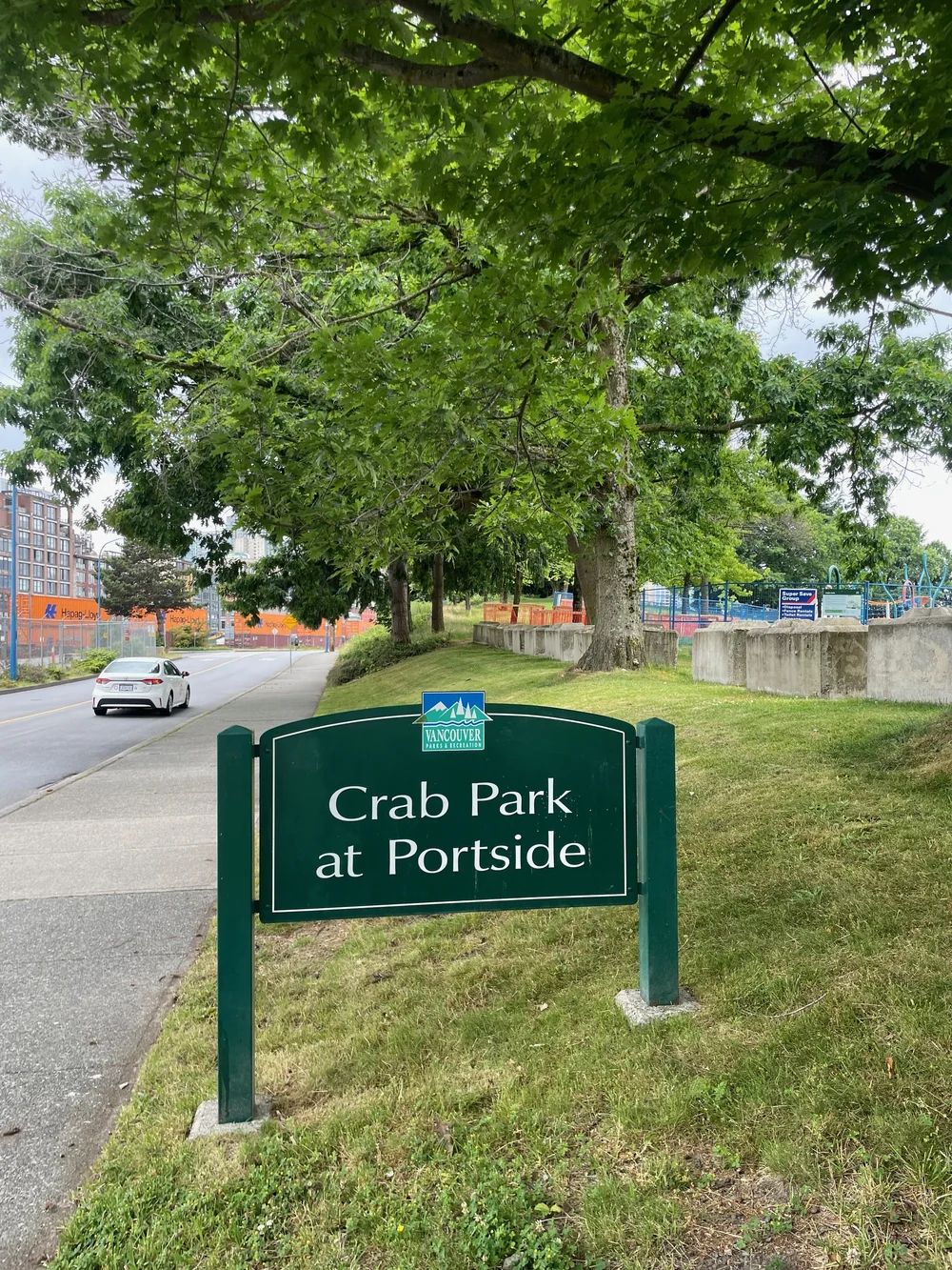   C.R.A.B. Park at Portside:  the park’s official green name sign from the parks board 