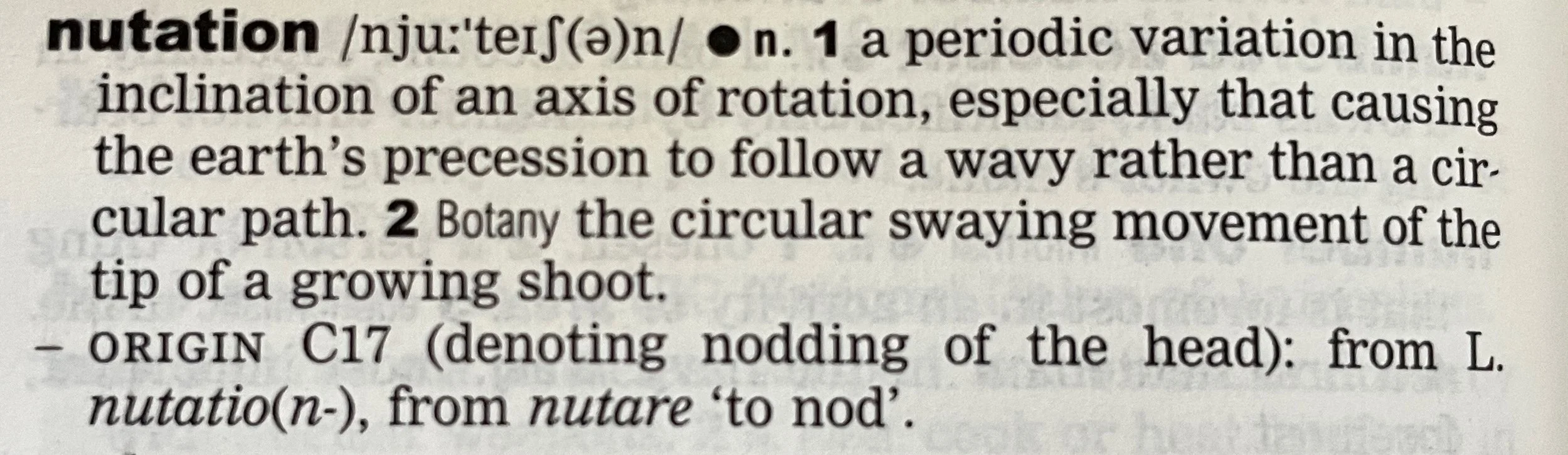 the dictionary entry for nutation
