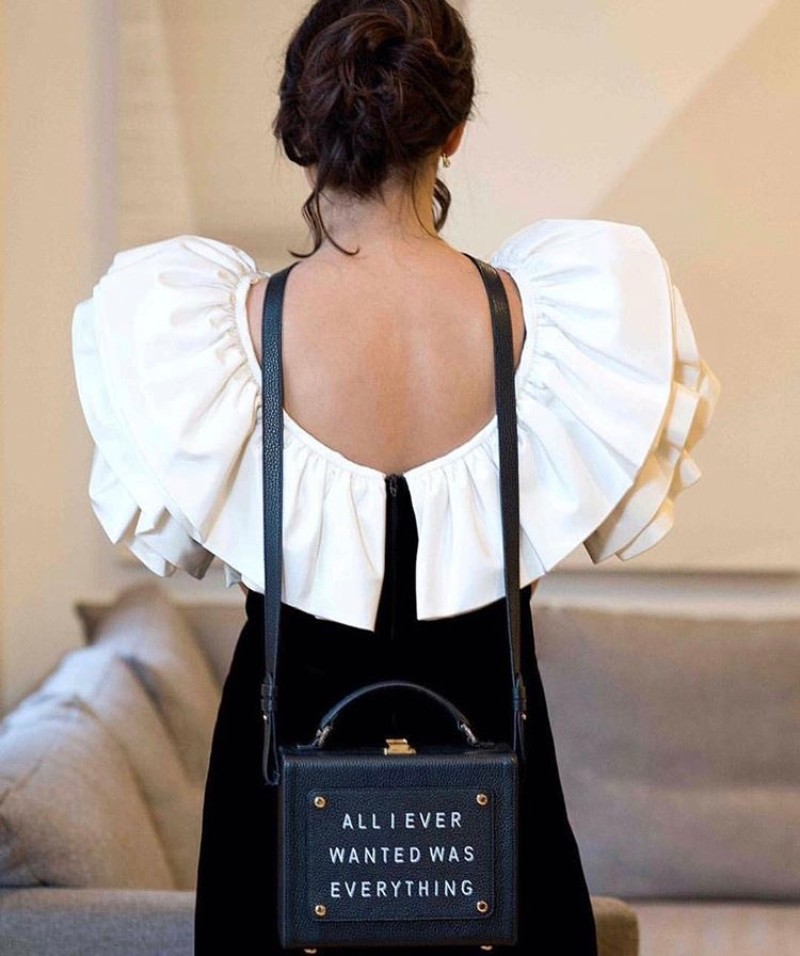 Olivia Steele x Meli Melo Womens Art Bag Black All I Ever Wanted Was Everything