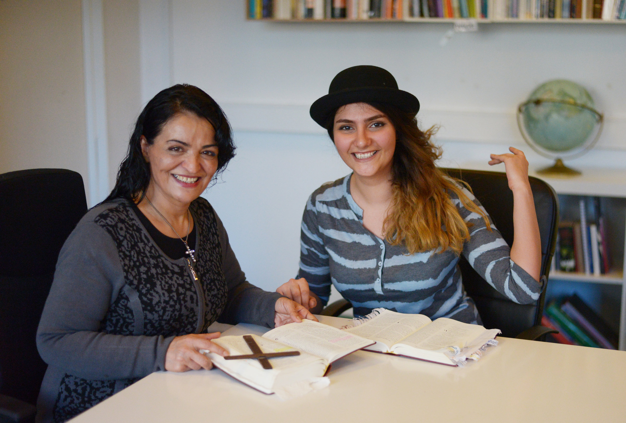 Mandana (left) teaches Bible Class in Trampoline House every week.