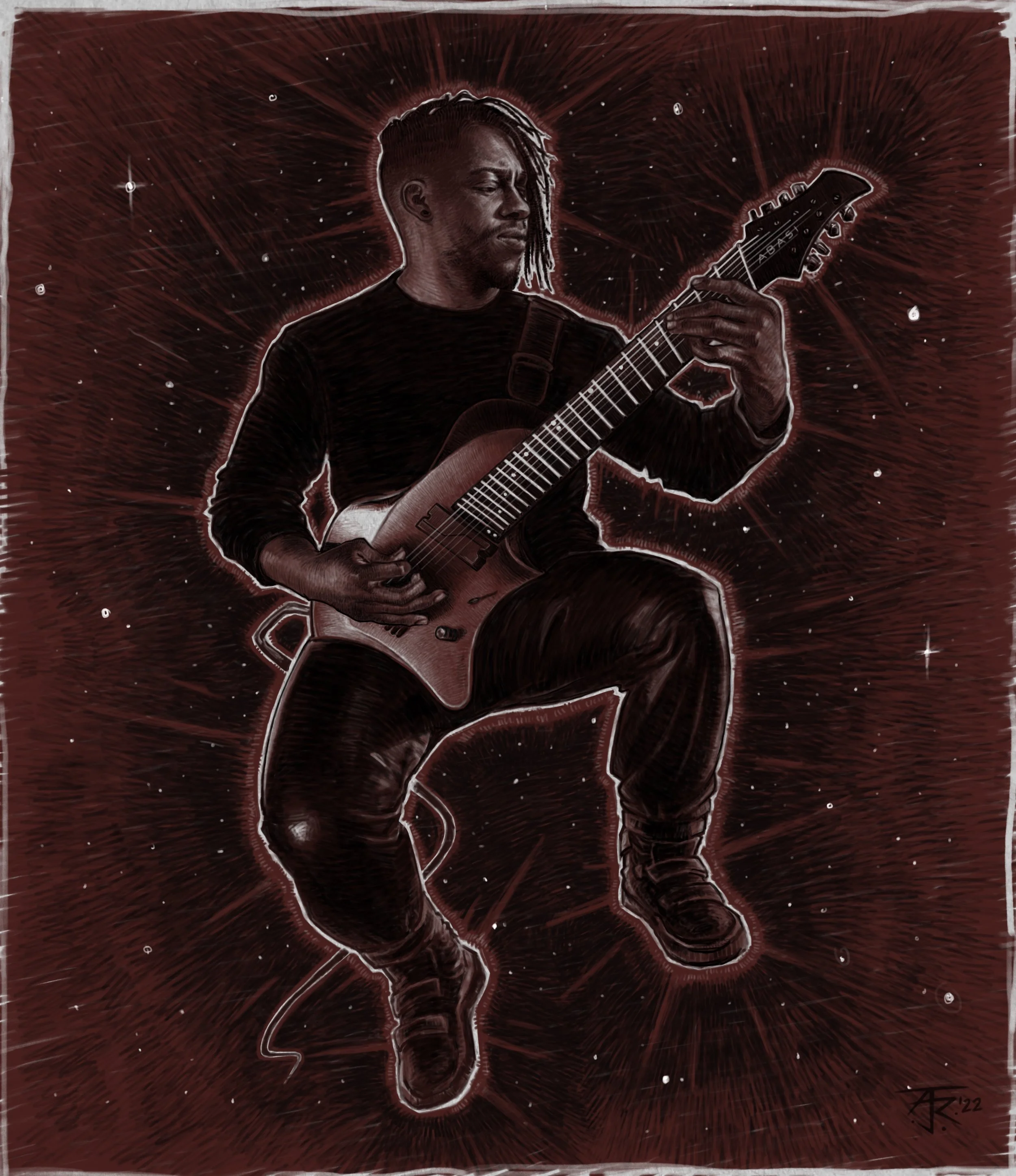 Illustration of Tosin Abasi of Animals as Leaders. Loved their recent release "Parrhesia" so I had to draw the man himself! Rad Guitarists deserve rad art.