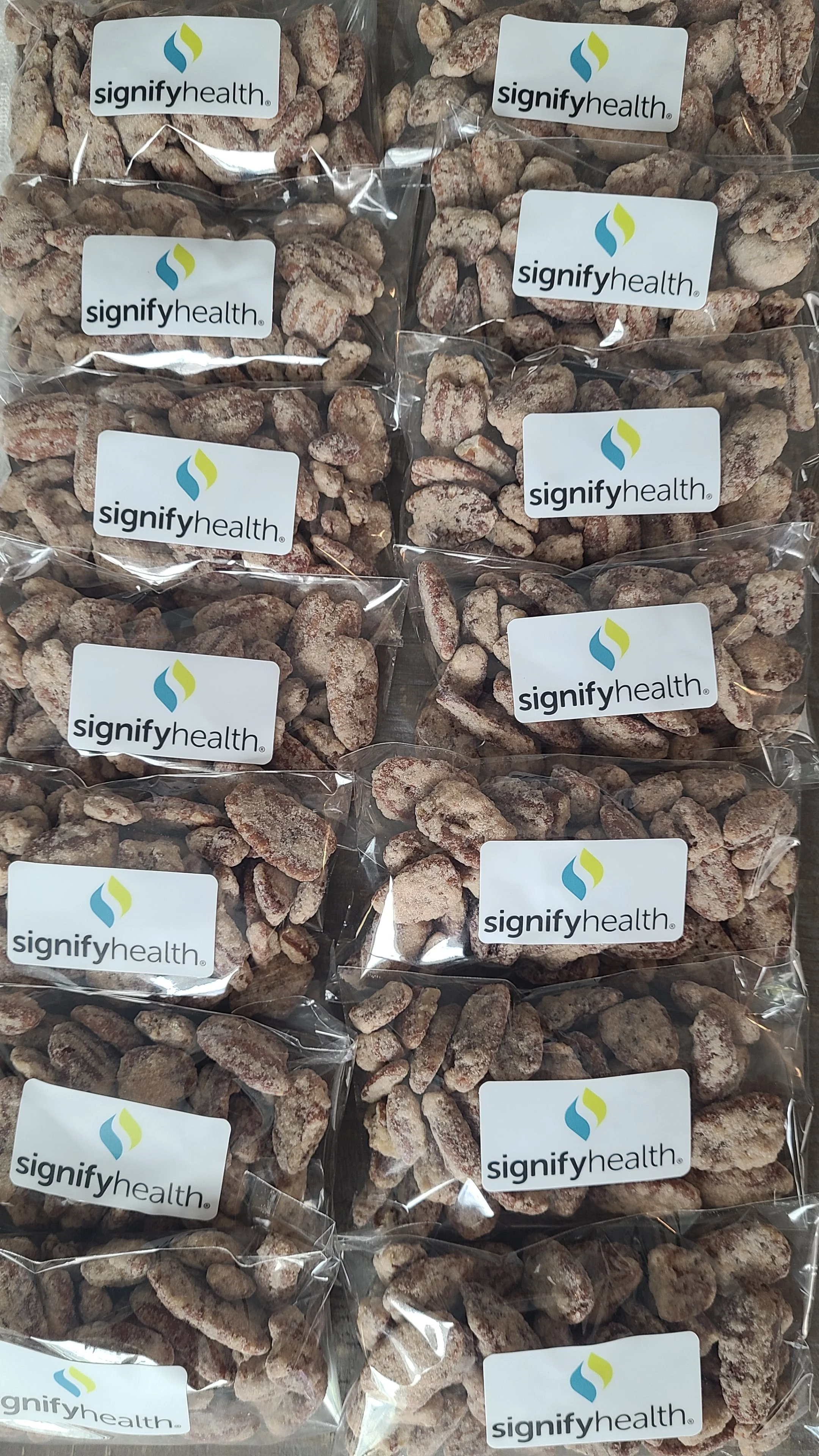 Praline Pecans in a branded bag included in corporate welcome gift box for Kiawah Island event at The Sanctuary.