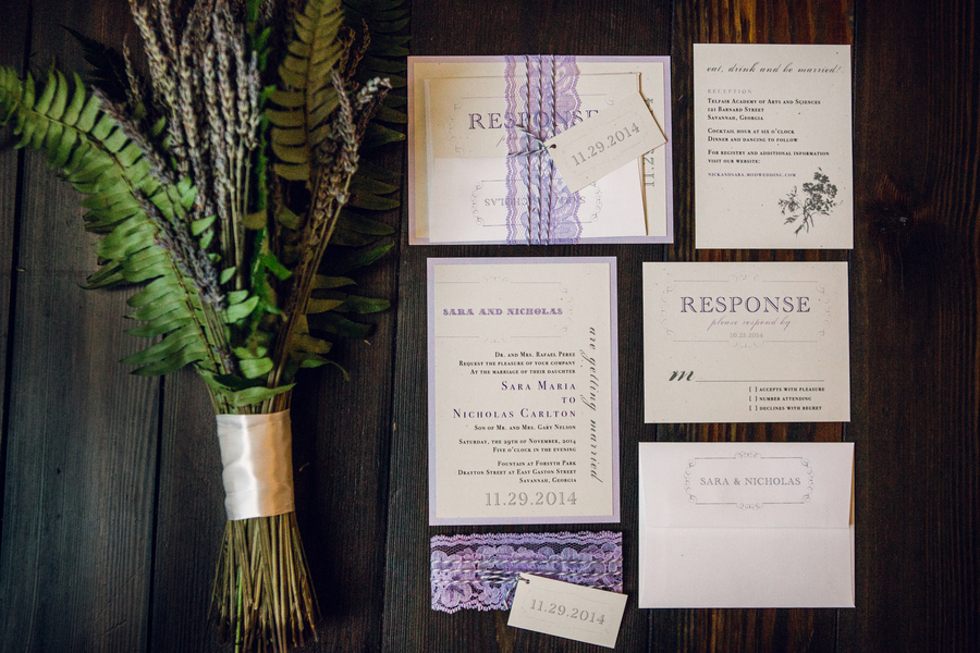Purple Savannah wedding invitations