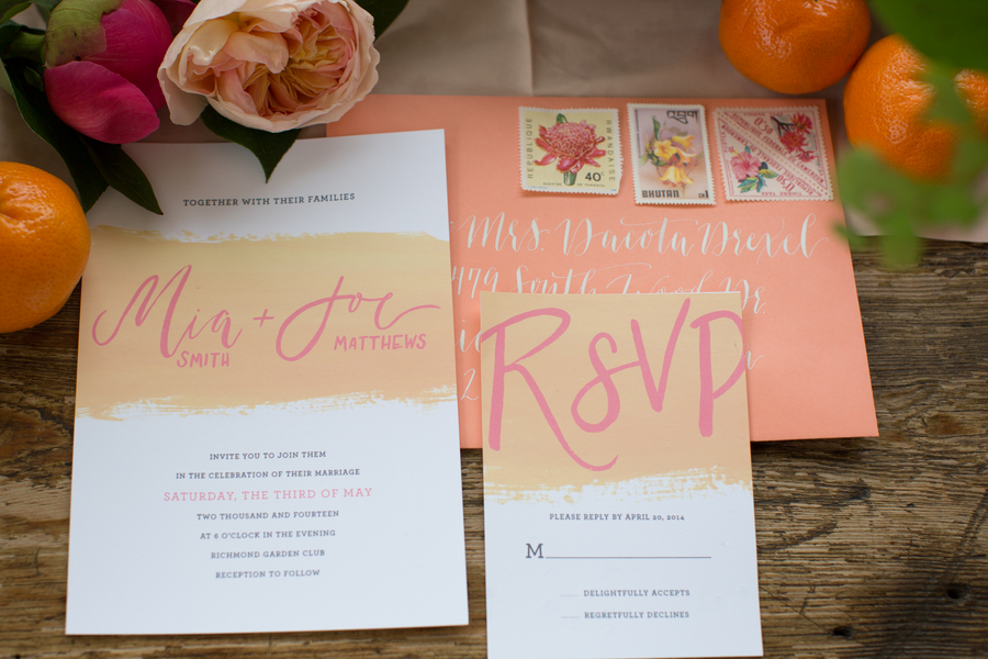 Pink & Orange Wedding Invitations