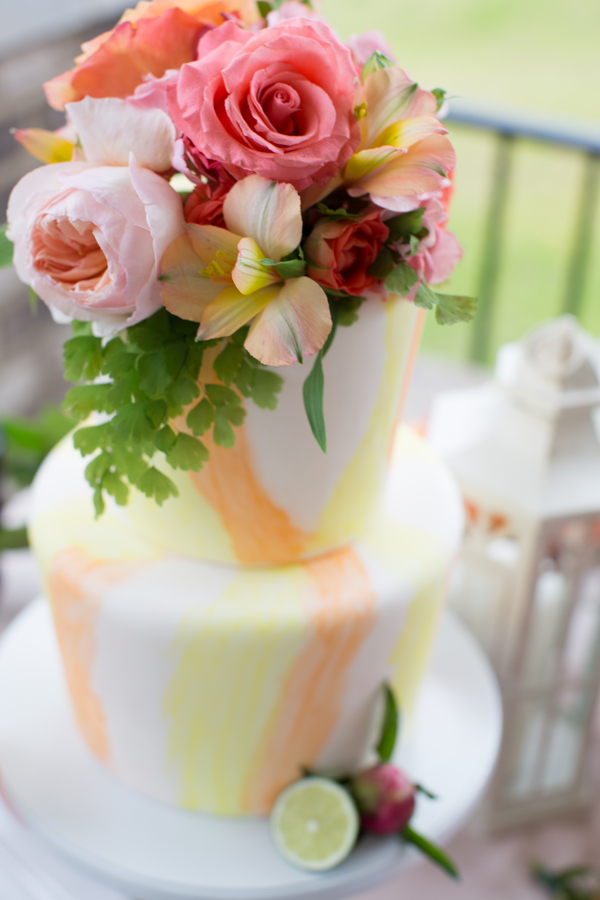 Pink & Orange Wedding cake