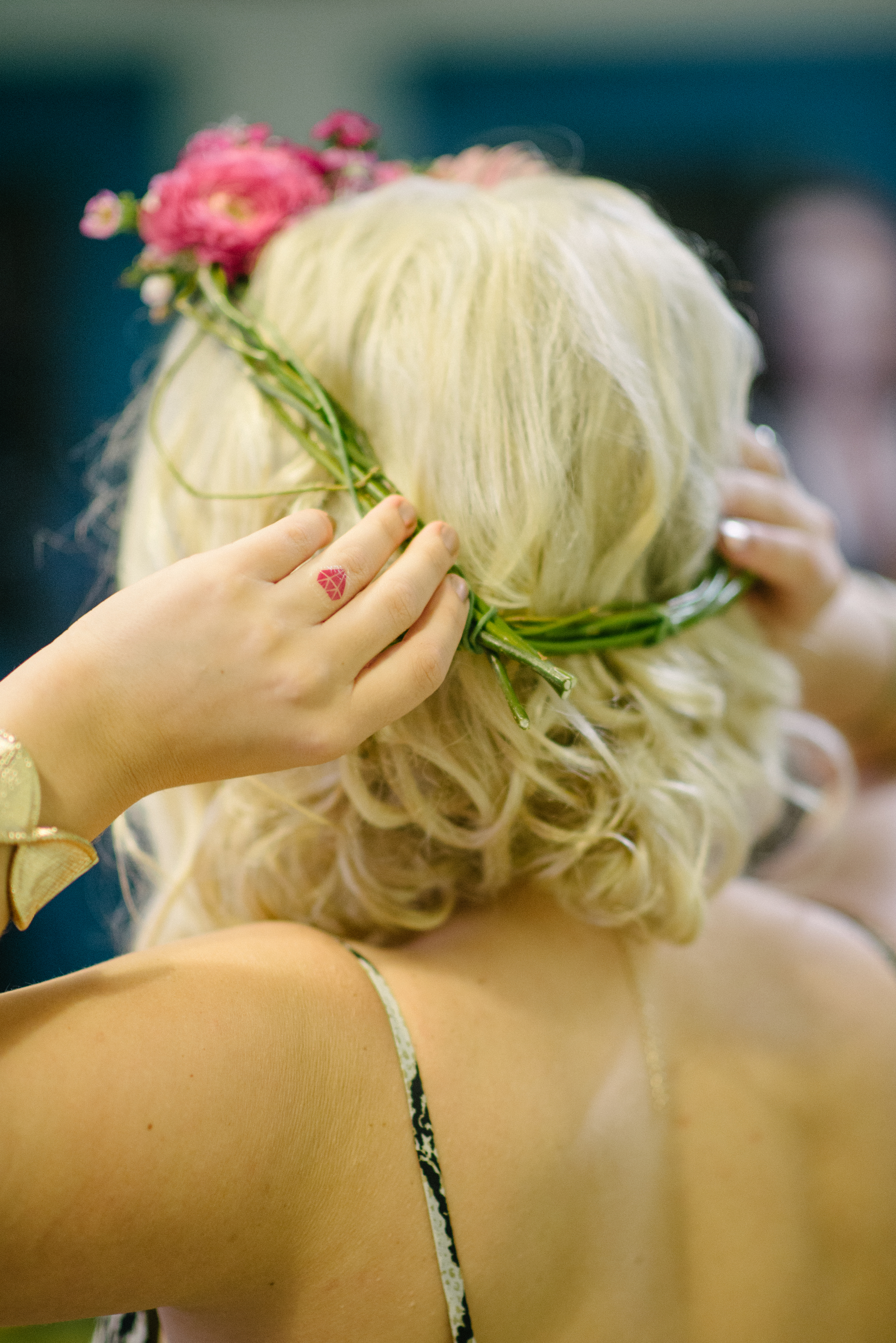 Flower Crown Making Class at Charleston Bachelorette Party Shoot by Tiger Lily Weddings