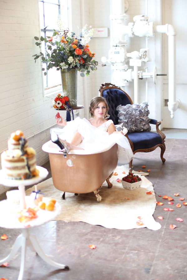 Bride in a bathtub