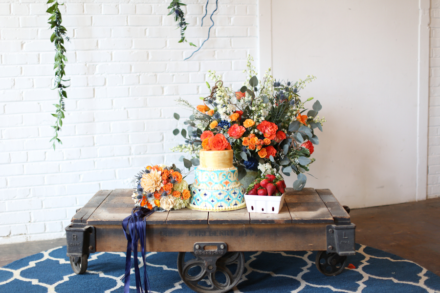 Blue and Orange Wedding Flowers