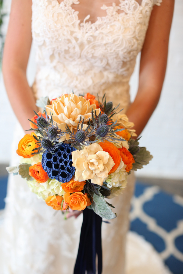 Blue and Orange Wedding Bouquet 