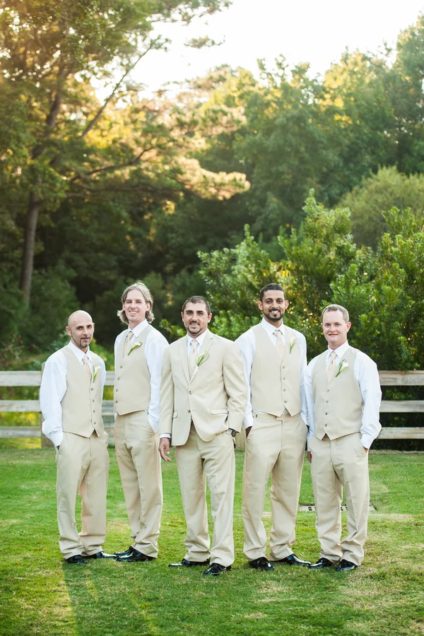 Groomsmen in Tan Suits & Vests