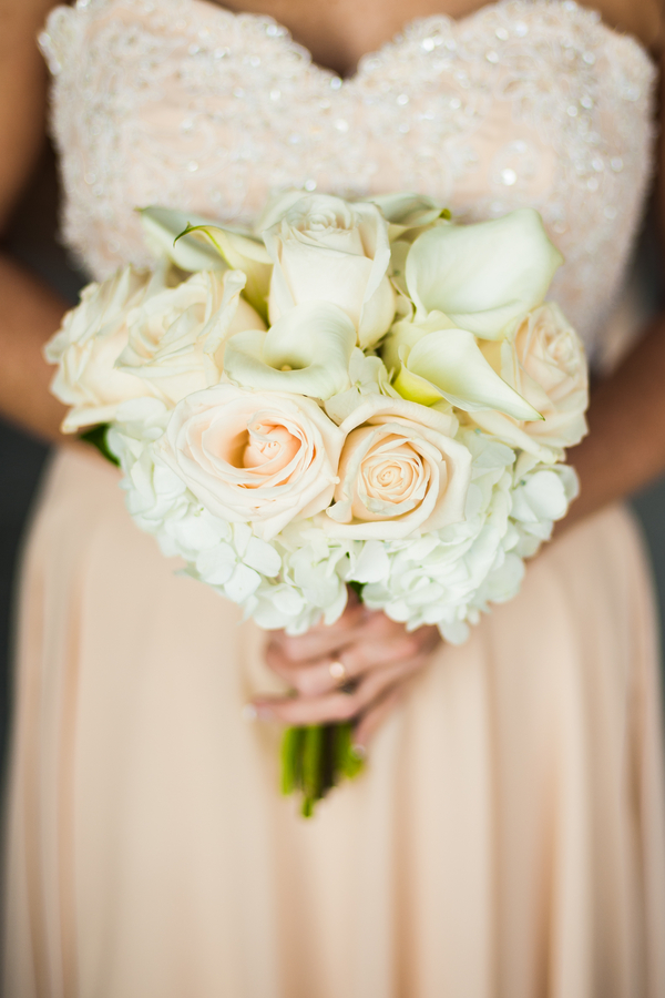 Peach and White wedding bouquet