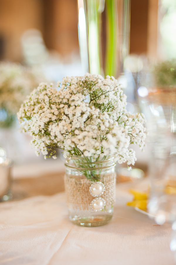 Baby's Breath and Burlap Centerpiece