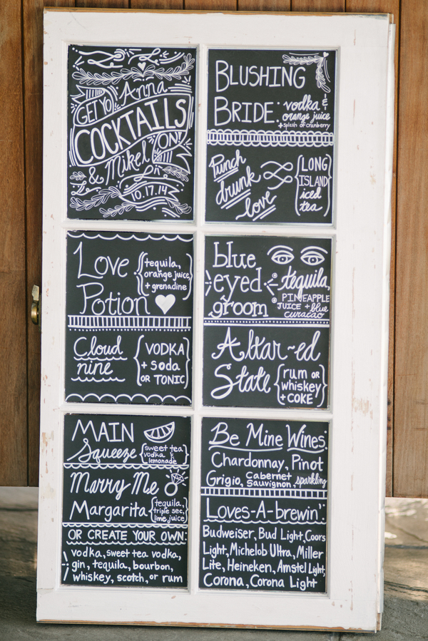 Chalkboard Wedding Drink Menu