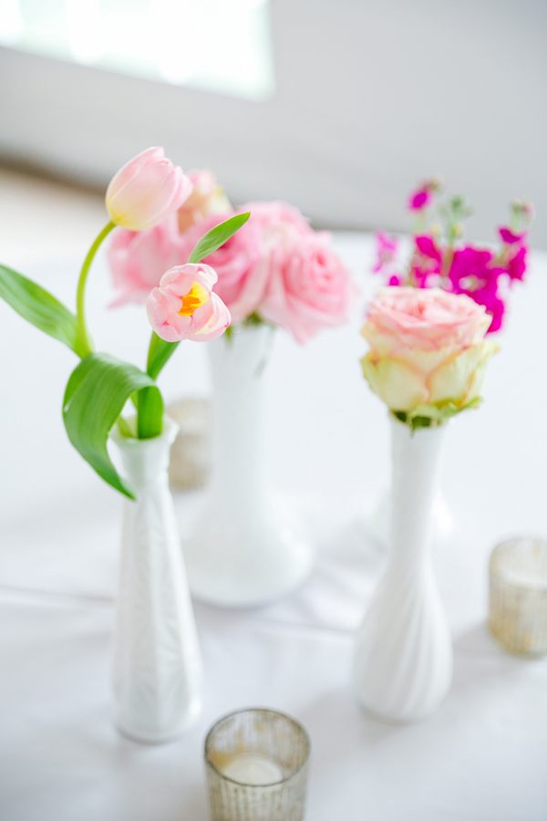 Pink and White Wedding Centerpieces