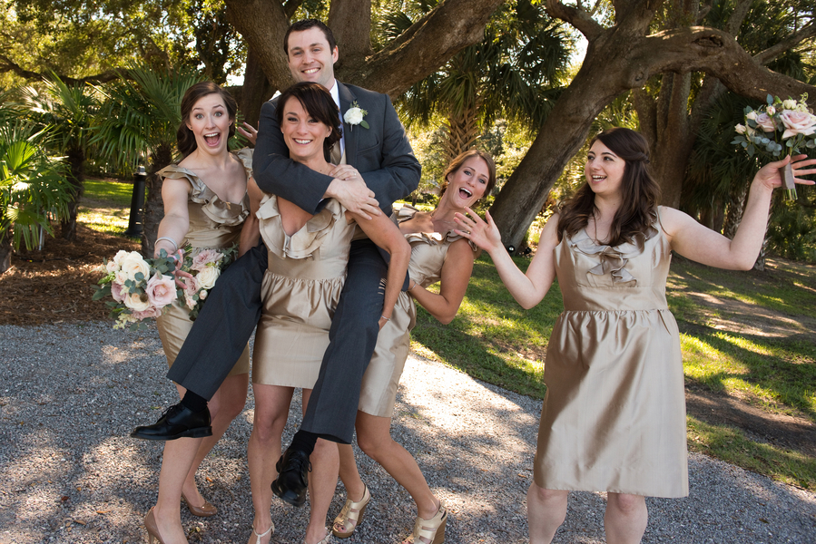 Gold Bridesmaids Dresses at Charleston wedding