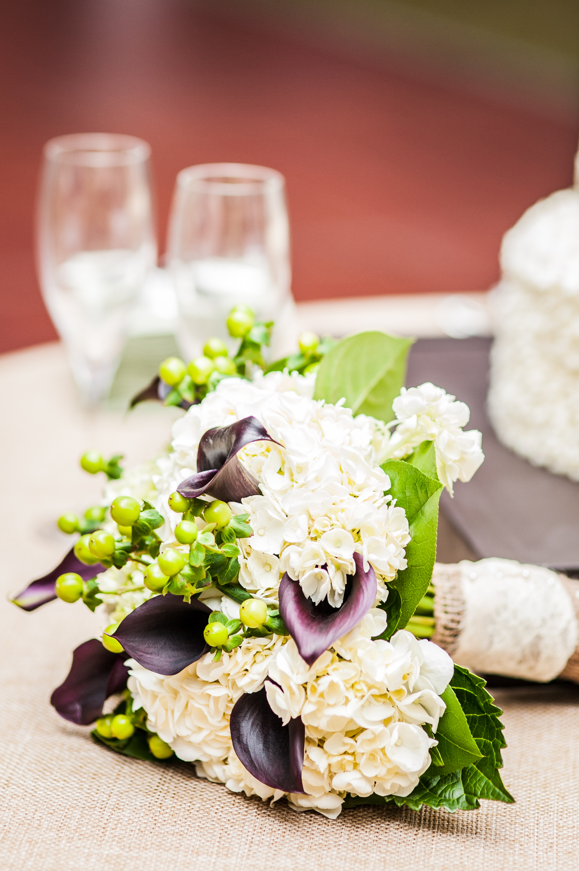 Deep Purple Calla lily wedding bouquet