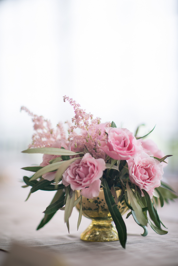 Charleston Wedding Centerpiece with Pink Garden Roses