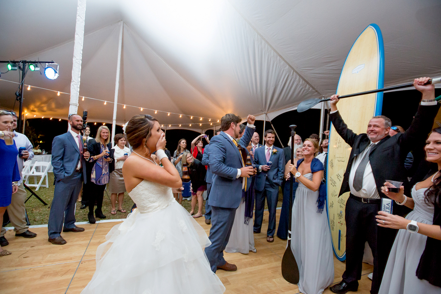 surfboard guest book at Myrtle Beach wedding 