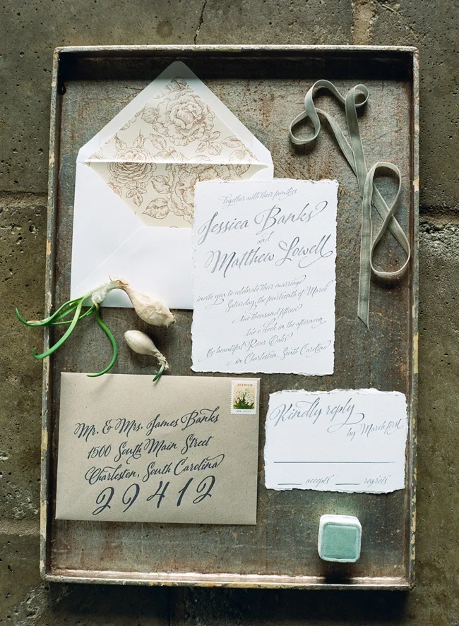 Charleston invitations at RiverOaks wedding