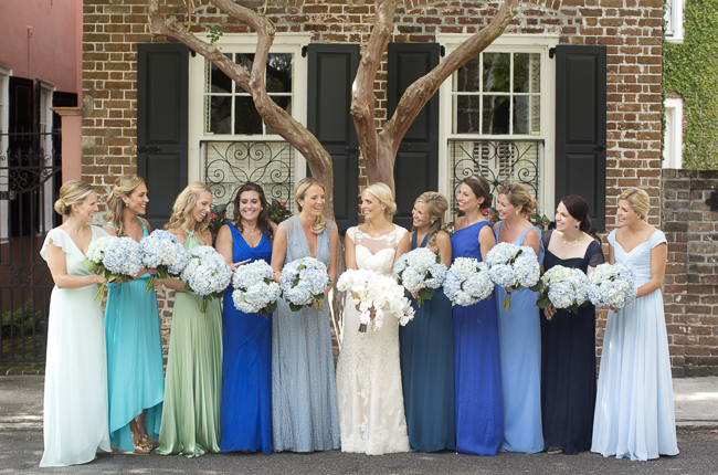 Blue Bridesmaid Dresses at wedding in Charleston